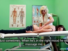 Engañando, Pareja, Médico, Lesbiana, Masaje, Enfermera, Oficina, Uniforme