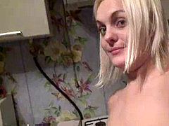 Slit, platinum-blonde, trimmed