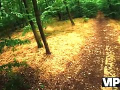 Vip4k. kinky lady hiker screws in the forest
