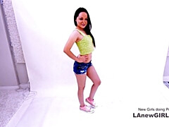 Auditie, Bruinharig, Sperma in mond, Sperma shot, Klein, Gezichtspunt, Alleen, Tiener