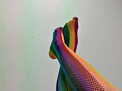 Foot fetish with sexy colorful stockings