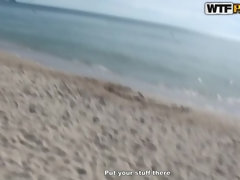 Playa, Morena, Masturbación, Al aire libre, Público