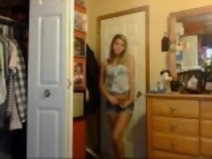 Cute Blonde Teen Strip On Camera