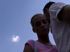 Blonde teen Denisse trades her pussy for a hard cock in POV cuckold video