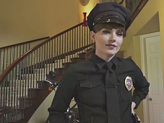 Brunette police tranny fucked bareback by guy before riding